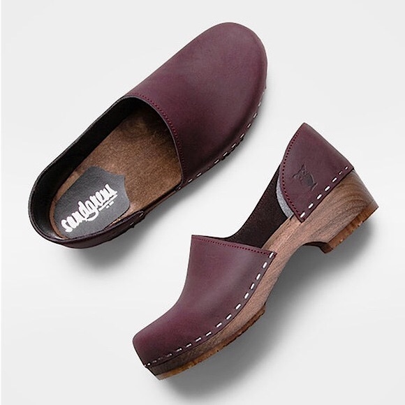 Sandgrens Shoes - Sandgrens Brett Low Nubuck Leather Clogs in Plum, EU 38 / US 7.5-8, Like-new